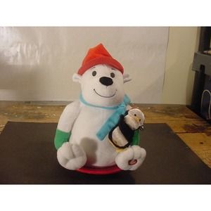 HALLMARK Snowtime Pals Plush Polar Bear and Penguin on Sled - Sings & Rocks - 2